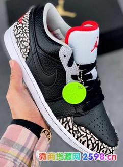 Air Jordan 1 Low AJ1低帮黑爆裂纹